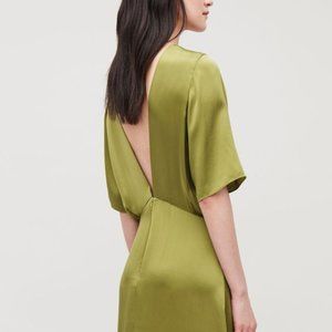 Olive green silk midi/maxi dress